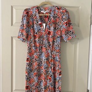 Veronica Beard Floral Wrap Effect Midi Dress Size 2